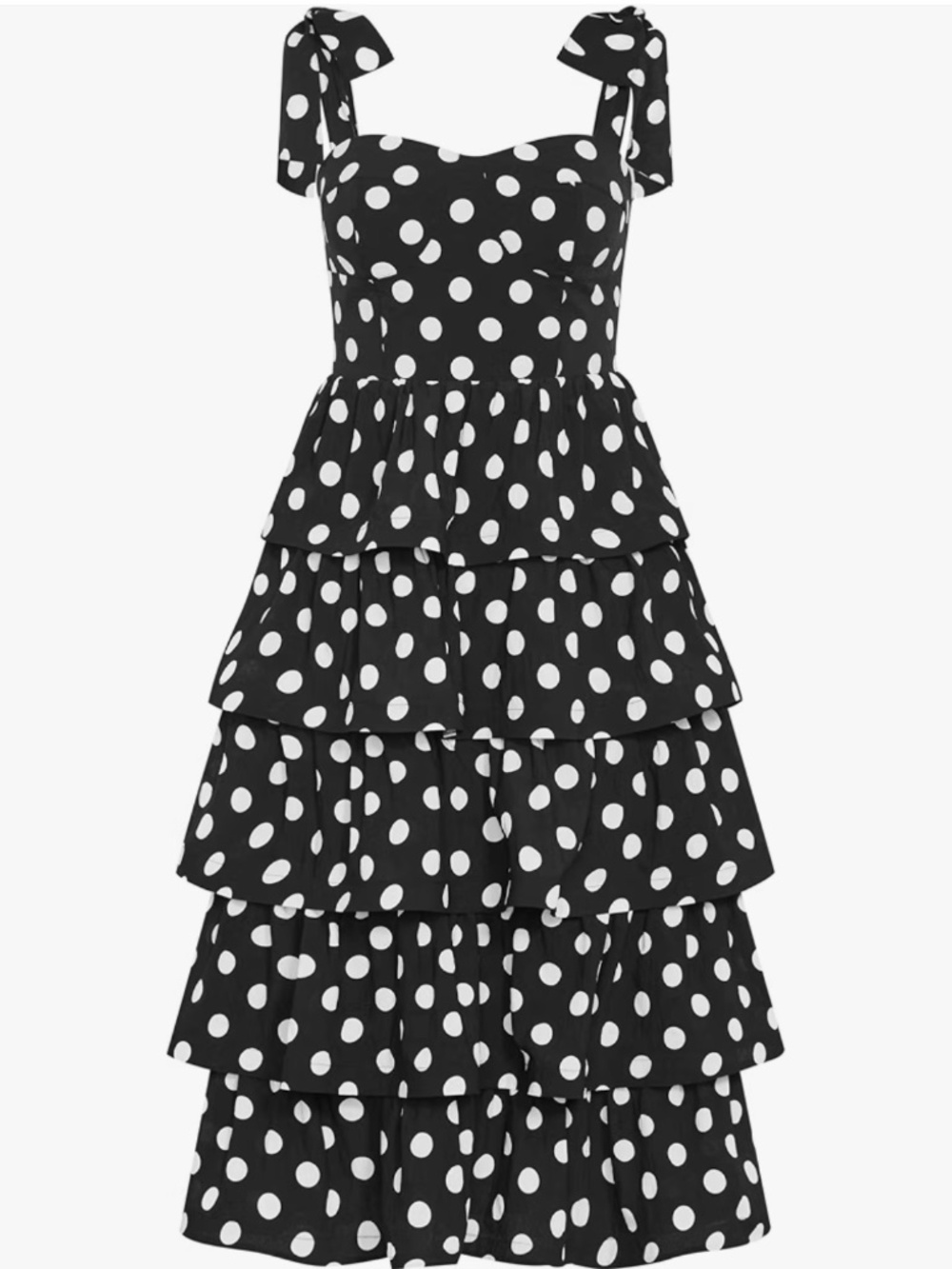 City Chic black and white dot ruffled, shirred, tiered maxi dress size L/20